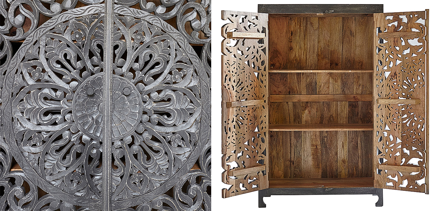 Шкаф Indian Antique White Furniture Cupboard Mistry серый Шкаф Indian Antique White Furniture Cupboard Mistry серый - Loft-Concept в Волгограде
