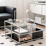 Дизайнерский журнальный стол квадратный с полками Akydy варинант исполнения - 3 | Loft Concept в Волгограде