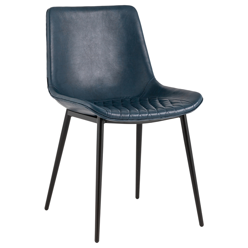 Стул с обивкой из экокожи темно-синего цвета RHOMBUSES UPHOLSTERY Темно-синий Черный Стул с обивкой из экокожи темно-синего цвета RHOMBUSES UPHOLSTERY Темно-синий Черный в Волгограде | Loft Concept