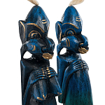 Комплект из 2-х деревянных статуэток Asmat Straw Headdress Statuettes Blue варинант исполнения - 9 | Loft Concept в Волгограде