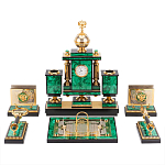 Настольный письменный набор из малахита и долерита с декором в виде герба России Leader Organizer варинант исполнения - 1 | Loft Concept в Волгограде