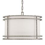 Подвесной светильник в виде барабана с тканевым абажуром и металлическим каркасом Warm Glow варинант исполнения - 3 | Loft Concept в Волгограде