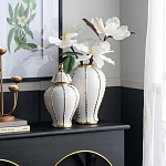 Ваза с золотыми полосами на белом фоне Chinoiserie Ceramics варинант исполнения - 1 | Loft Concept в Волгограде