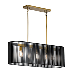 Люстра подвесная овальной формы с металлическим решетчатым абажуром матово-черного цвета и 5 лампами Kichler варинант исполнения - 2 | Loft Concept в Волгограде