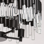 Люстра круглая из матового черного металла с подвесками из прозрачных стеклянных трубок Noir Tubes варинант исполнения - 5 | Loft Concept в Волгограде