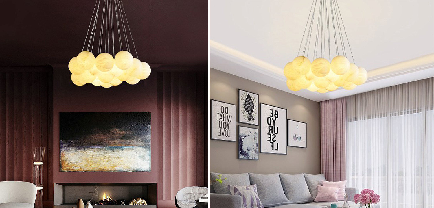 Каскадный Cветильник 16 Шариков из натурального мрамора Marble Balls Lamp Каскадный Cветильник 16 Шариков из натурального мрамора Marble Balls Lamp - Loft-Concept в Волгограде