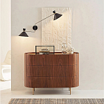 Комод округлой формы с тремя ящиками Walnut and Leather варинант исполнения - 9 | Loft Concept в Волгограде