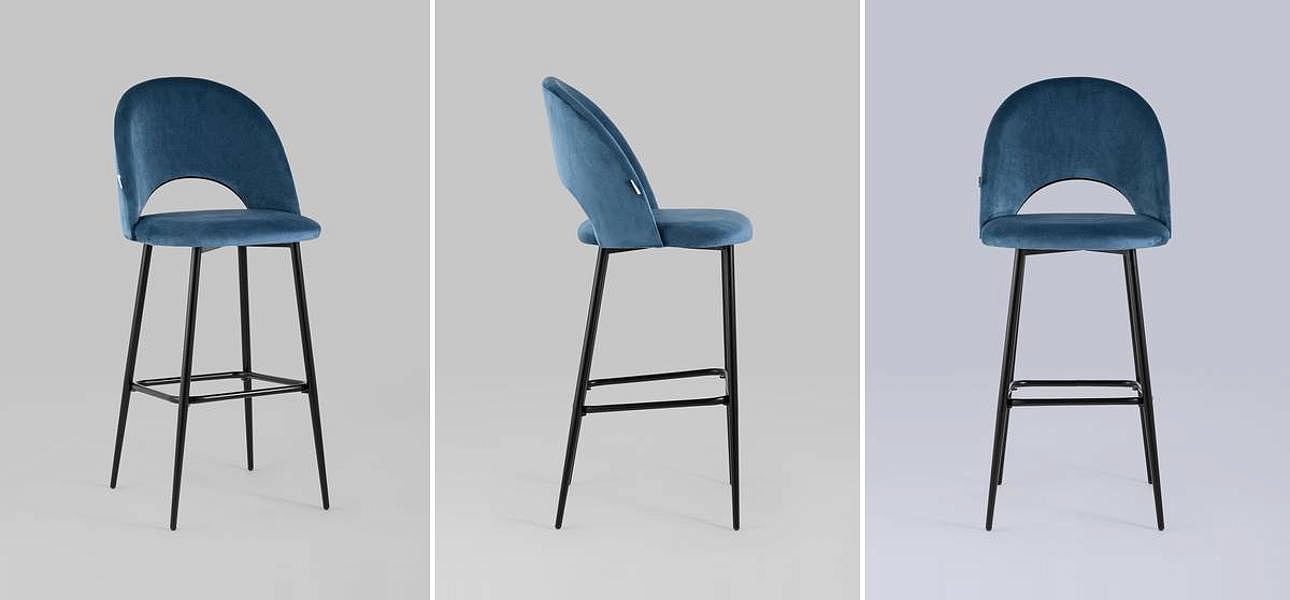 Барный Стул CLIFF Chair Синий Велюр Барный Стул CLIFF Chair Синий Велюр - Loft-Concept в Волгограде