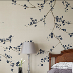 Обои ручная роспись Cherry Tree Original colourway on Stone Ochre dyed silk варинант исполнения - 1 | Loft Concept в Волгограде