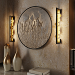 Бра вертикальное черного цвета с золотыми кругами и квадратами Gravyura варинант исполнения - 6 | Loft Concept в Волгограде