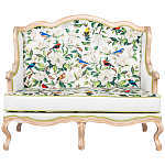 Диван двухместный из натурального бука золотистый с изображением птиц и цветов Blooming Birds варинант исполнения - 1 | Loft Concept в Волгограде