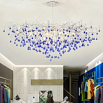 Люстра овальная с синими стеклянными подвесками в форме капель FAIRYTREE Light варинант исполнения - 4 | Loft Concept в Волгограде