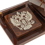 Настольный письменный набор с часами в виде пирамиды из природного камня обсидиана Pyramid of Time варинант исполнения - 3 | Loft Concept в Волгограде