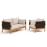 Садовый диван из тикового дерева и веревок Оreon варинант исполнения - 6 | Loft Concept в Волгограде