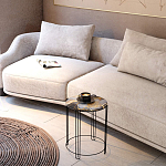 Стол журнальный круглый со столешницей из стекла Gold and Black Marble варинант исполнения - 5 | Loft Concept в Волгограде