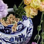 Ваза округлой формы с бело-синим цветочным орнаментом Blue & White Ornament  варинант исполнения - 3 | Loft Concept в Волгограде