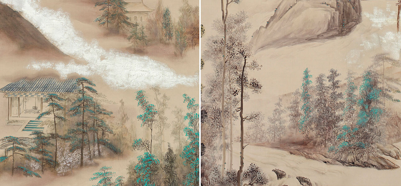 Обои ручная роспись Mountains Above Clouds Colourway SC-234 on Raw Silk dyed silk Обои ручная роспись Mountains Above Clouds Colourway SC-234 on Raw Silk dyed silk - Loft-Concept в Волгограде