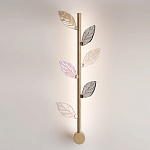 Бра с золотистой вертикальной трубкой и декоративными прозрачными листьями из стекла Sylva  варинант исполнения - 2 | Loft Concept в Волгограде