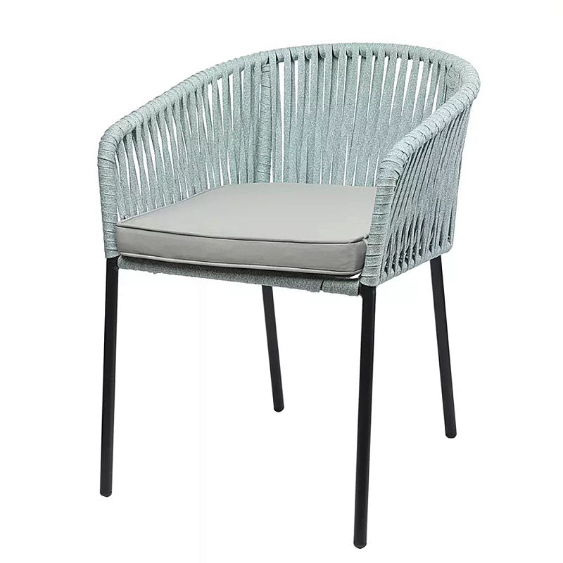 Стул с декором в виде плетеных лент на спинке и подлокотниках Semicircular Chair Decorated with Ribbons Бежевый Голубой Стул с декором в виде плетеных лент на спинке и подлокотниках Semicircular Chair Decorated with Ribbons Бежевый Голубой в Волгограде | Loft Concept