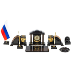 Настольный письменный набор с часами из природного камня обсидиана National Еmblem варинант исполнения - 1 | Loft Concept в Волгограде