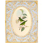 Декоративный постер с изображением птиц в раме с рельефным растительным узором Blooming Birds Poster варинант исполнения - 9 | Loft Concept в Волгограде