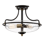 Потолочный светильник со стеклянным плафоном на изогнутых кронштейнах Quoizel  варинант исполнения - 15 | Loft Concept в Волгограде