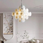 Люстра  с каскадом из круглых декоративных элементов  White Clear Glass Chandelier варинант исполнения - 3 | Loft Concept в Волгограде