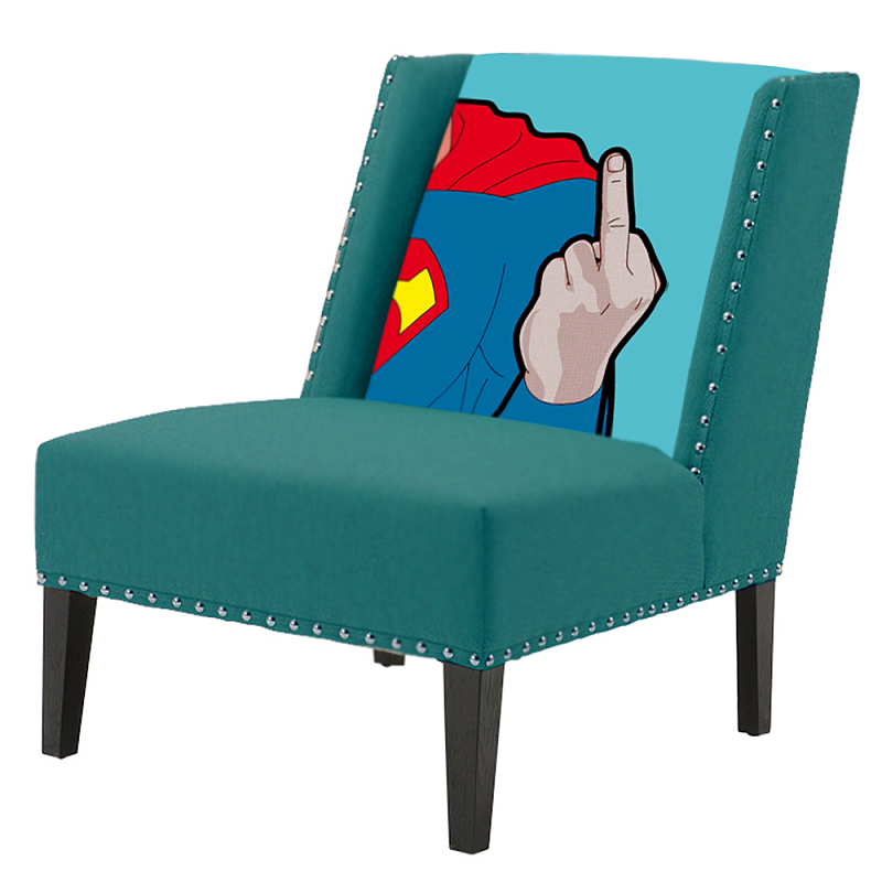 FUN Armchair "Superman fuck off" Turquoise Дизайнерское кресло с цветным принтом Бирюзовый FUN Armchair "Superman fuck off" Turquoise Дизайнерское кресло с цветным принтом Бирюзовый в Волгограде | Loft Concept