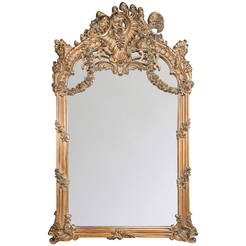 Зеркало настенное в ажурной раме с эффектом старины Classic Ornament Mirror Светло-коричневый Зеркало настенное в ажурной раме с эффектом старины Classic Ornament Mirror Светло-коричневый в Волгограде | Loft Concept