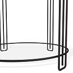 Стол журнальный круглый с серой столешницей из стекла на 4-х черных ножках Gray and Gold Marble варинант исполнения - 4 | Loft Concept в Волгограде