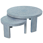 Комплект журнальных столов с инкрустацией Stripes Set of two tables blue варинант исполнения - 1 | Loft Concept в Волгограде