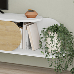 ТВ-тумба подвесная белая с полкой и откидной дверцей цвета древесины TONE TV STAND WHITE варинант исполнения - 4 | Loft Concept в Волгограде