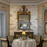 Обои ручная роспись Fishes Blue Pearl on Tarnished Silver gilded silk with pearlescent antiquing варинант исполнения - 6 | Loft Concept в Волгограде