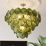 Люстра из зеленых стеклянных дисков с перламутровым эффектом Green Glowing Glaze варинант исполнения - 3 | Loft Concept в Волгограде