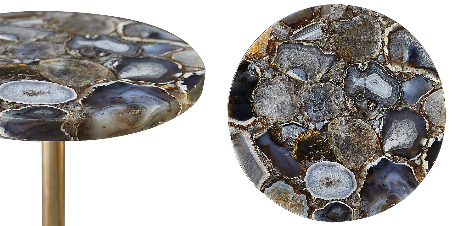 Приставной столик со столешницей из агата Grey Agate Side Table Приставной столик со столешницей из агата Grey Agate Side Table - Loft-Concept в Волгограде
