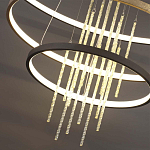 Люстра подвесная с 3-мя круглыми подвесами в черном и золотистом цвете и вертикальными подвесками Ring Horizontal варинант исполнения - 3 | Loft Concept в Волгограде