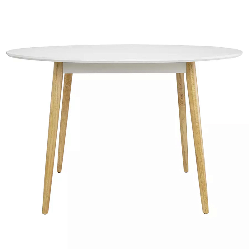 Круглый обеденный стол на 4-х ножках Round Dining Table Mateo Черный Белый Круглый обеденный стол на 4-х ножках Round Dining Table Mateo Черный Белый в Волгограде | Loft Concept
