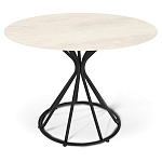 Стол обеденный с круглой керамической столешницей песчаного цвета Sand Ceramics варинант исполнения - 1 | Loft Concept в Волгограде