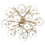 Потолочная люстра круглая ветвистыми бронзовыми элементами и стеклянными рифлеными дисками Textured Glass Chandelier варинант исполнения - 1 | Loft Concept в Волгограде