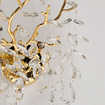 Бра золотого цвета с декоративными ветвями и прозрачными подвесками в форме листьев Droplet Chandelier варинант исполнения - 6 | Loft Concept в Волгограде