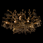 Потолочная люстра в виде ветвей деревьев золотого цвета с прозрачными подвесками-каплями Droplet Chandelier варинант исполнения - 4 | Loft Concept в Волгограде