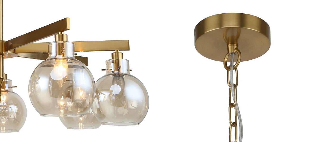 Люстра с плафонами коньячного цвета Carmella Globe Brass Люстра с плафонами коньячного цвета Carmella Globe Brass - Loft-Concept в Волгограде