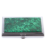 Визитница карманная металлическая с накладкой из натурального камня Малахит Stone Business Card Holders  варинант исполнения - 1 | Loft Concept в Волгограде