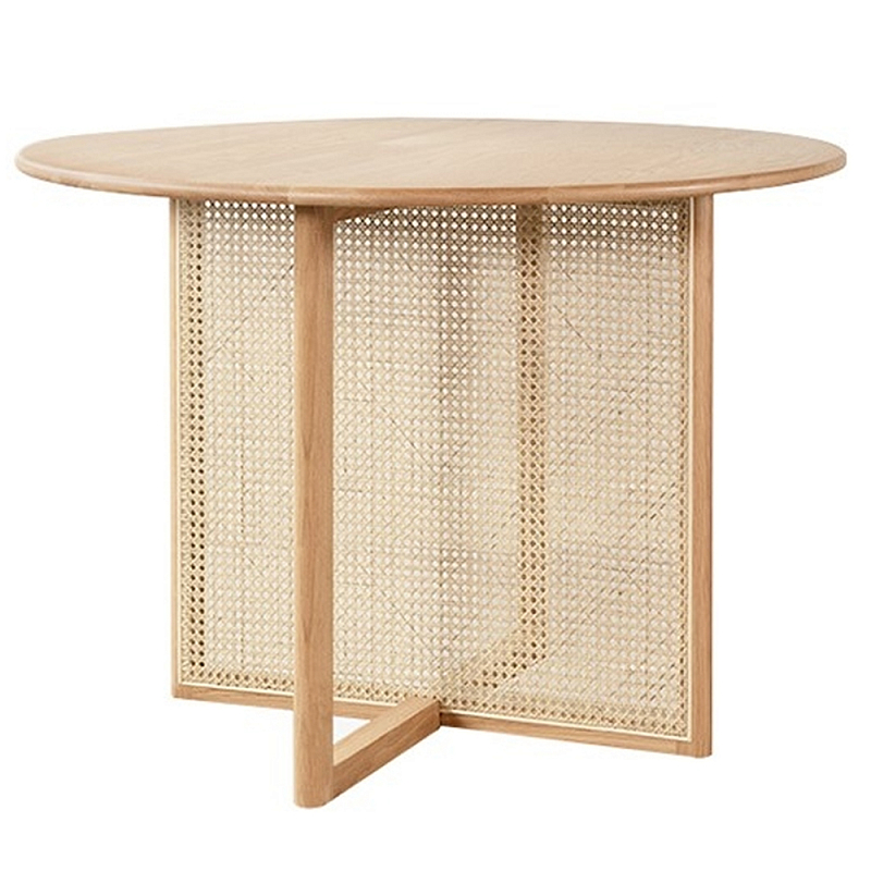 Обеденный стол круглый с плетёным основанием из ротанга Soda Dinning Table Бежевый Обеденный стол круглый с плетёным основанием из ротанга Soda Dinning Table Бежевый в Волгограде | Loft Concept