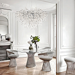 Люстра подвесная с прозрачными стеклянными подвесками в форме капель Диаметр 80 см Droplet Chandelier варинант исполнения - 11 | Loft Concept в Волгограде