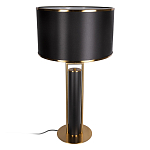 Настольная лампа с чёрным тканевым абажуром и металлическим корпусом золотого цвета Golden Arc варинант исполнения - 2 | Loft Concept в Волгограде