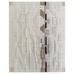 Текстильное панно ручной работы из хлопкового шнура wall panel line beige