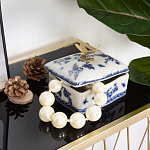 Фарфоровая шкатулка с бронзовой стрекозой Blue and White варинант исполнения - 7 | Loft Concept в Волгограде