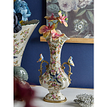 Ваза белого цвета из фарфора с цветочным рисунком и бронзовыми ручками с фигурками птиц Eden Garden porcelain and bronze варинант исполнения - 2 | Loft Concept в Волгограде