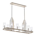 Люстра прямоугольная цвета латунь с прозрачными рифлеными цилиндрическими плафонами Kichler варинант исполнения - 11 | Loft Concept в Волгограде